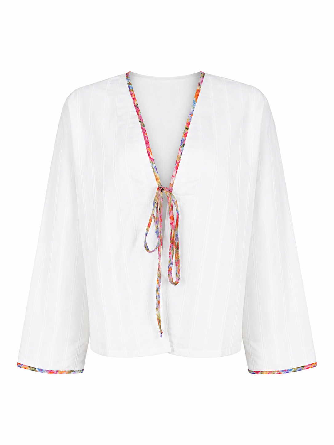 Krem Renkli İpek Bordürlü Kimono
