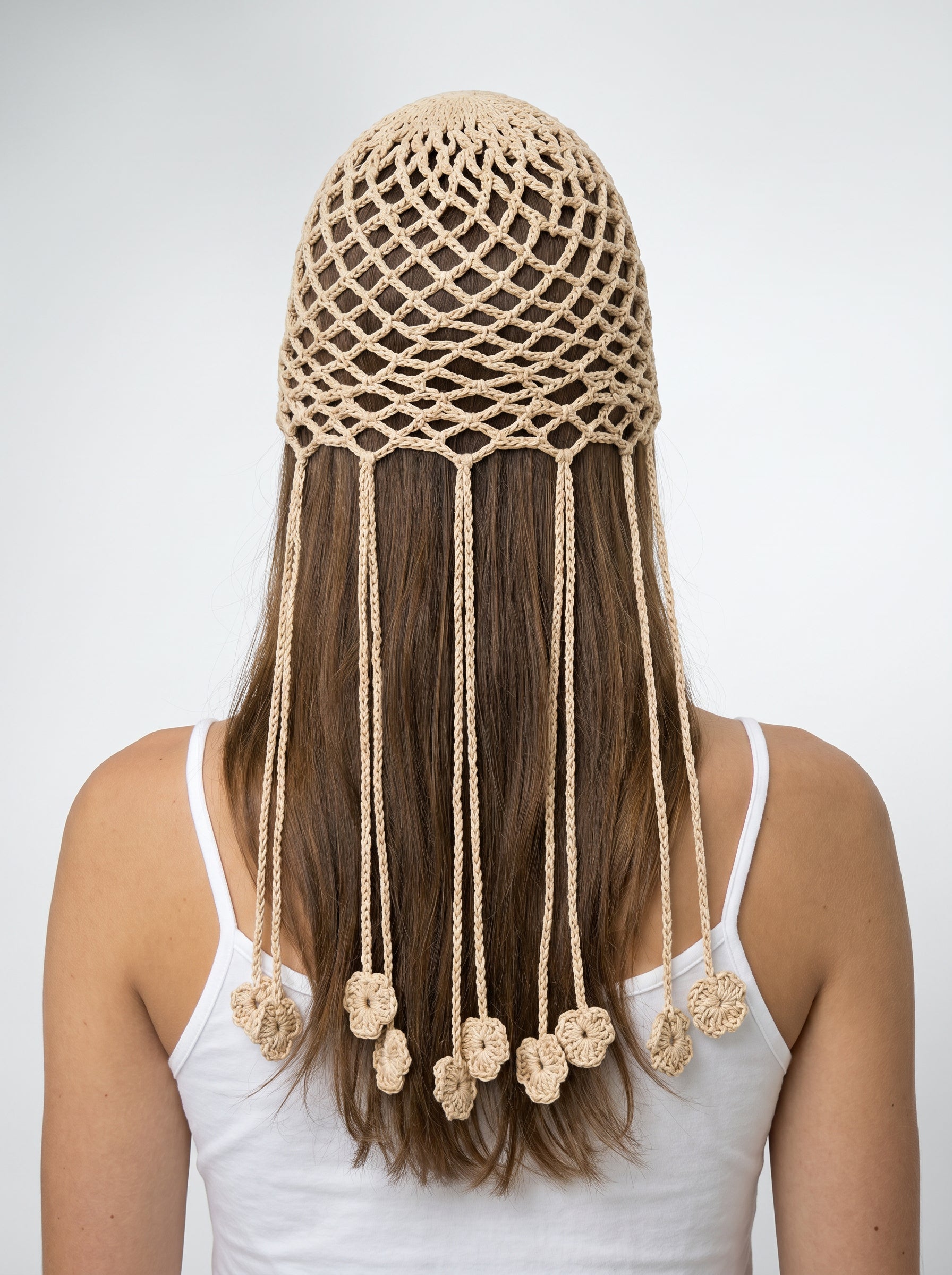 Bej Örgü Topuzlu File Bere